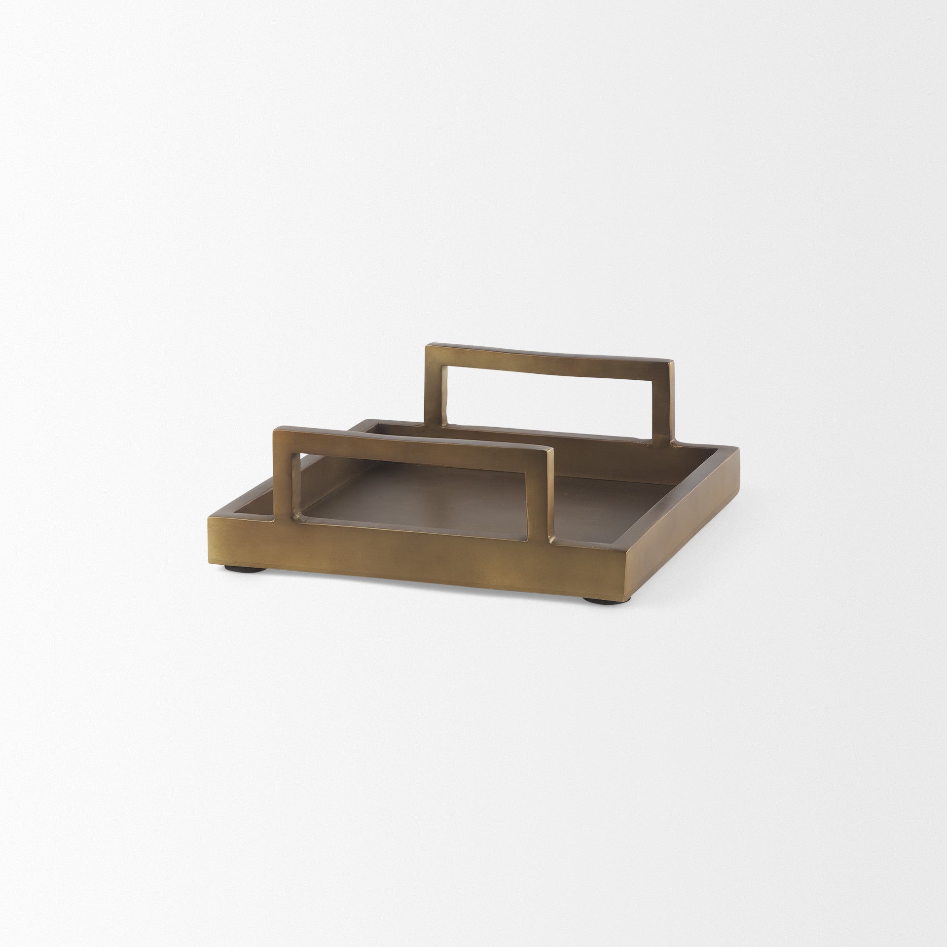 10" Gold Aluminum Hand Finished Serving Tray With Handles