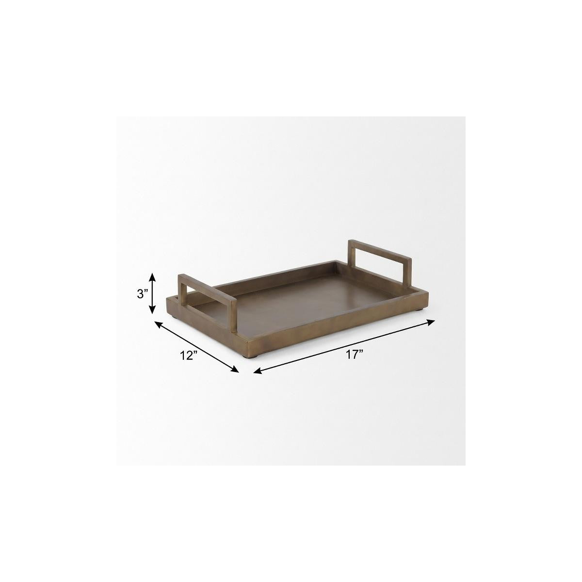 12" Gold Aluminum Hand Finished Serving Tray With Handles