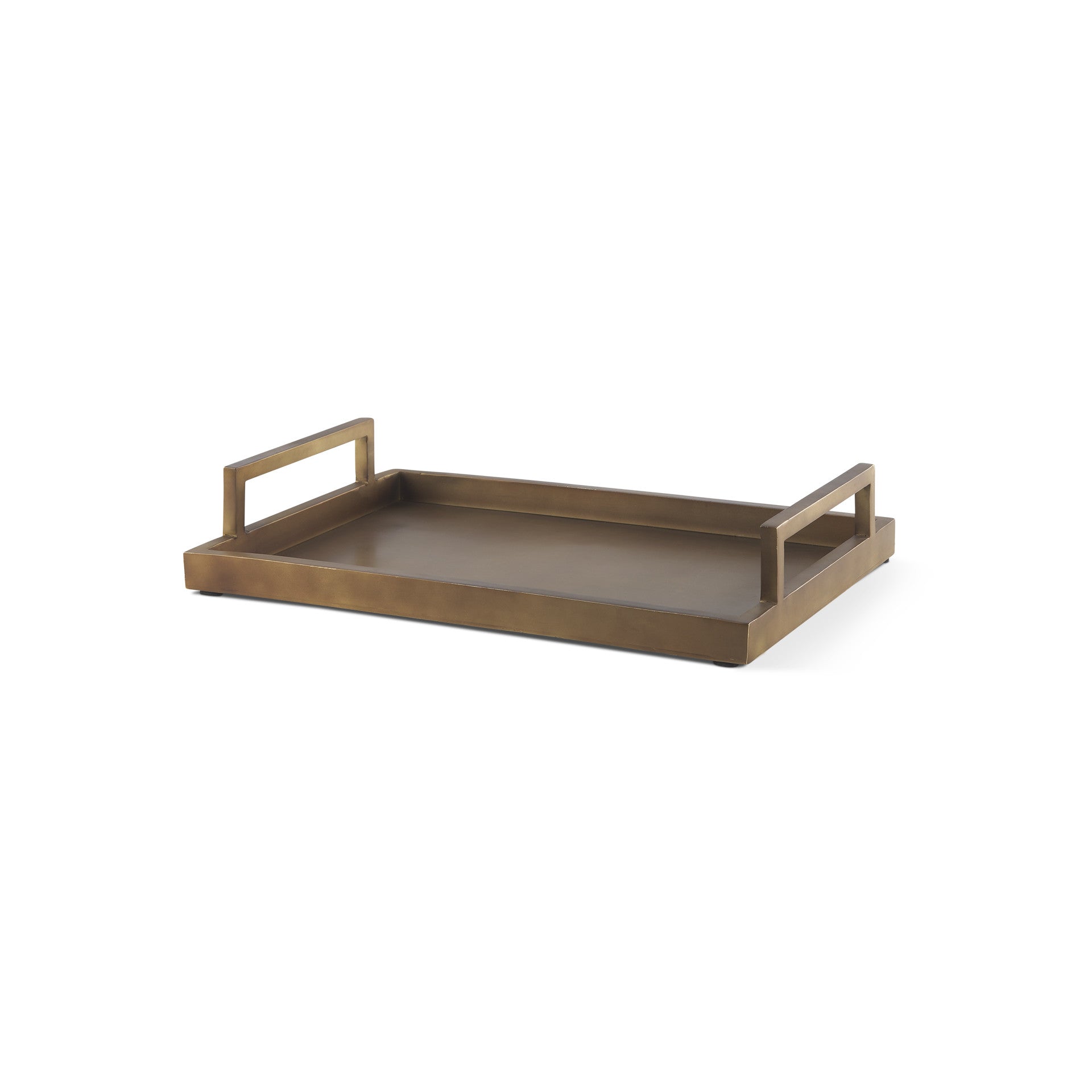 12" Gold Aluminum Hand Finished Serving Tray With Handles