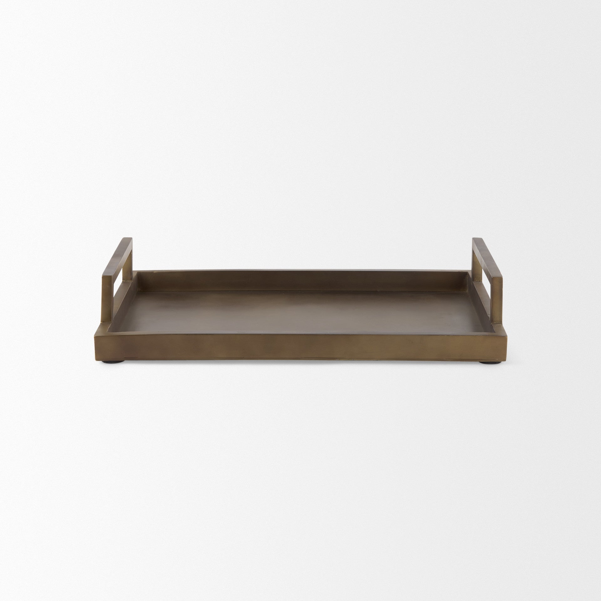 12" Gold Aluminum Hand Finished Serving Tray With Handles