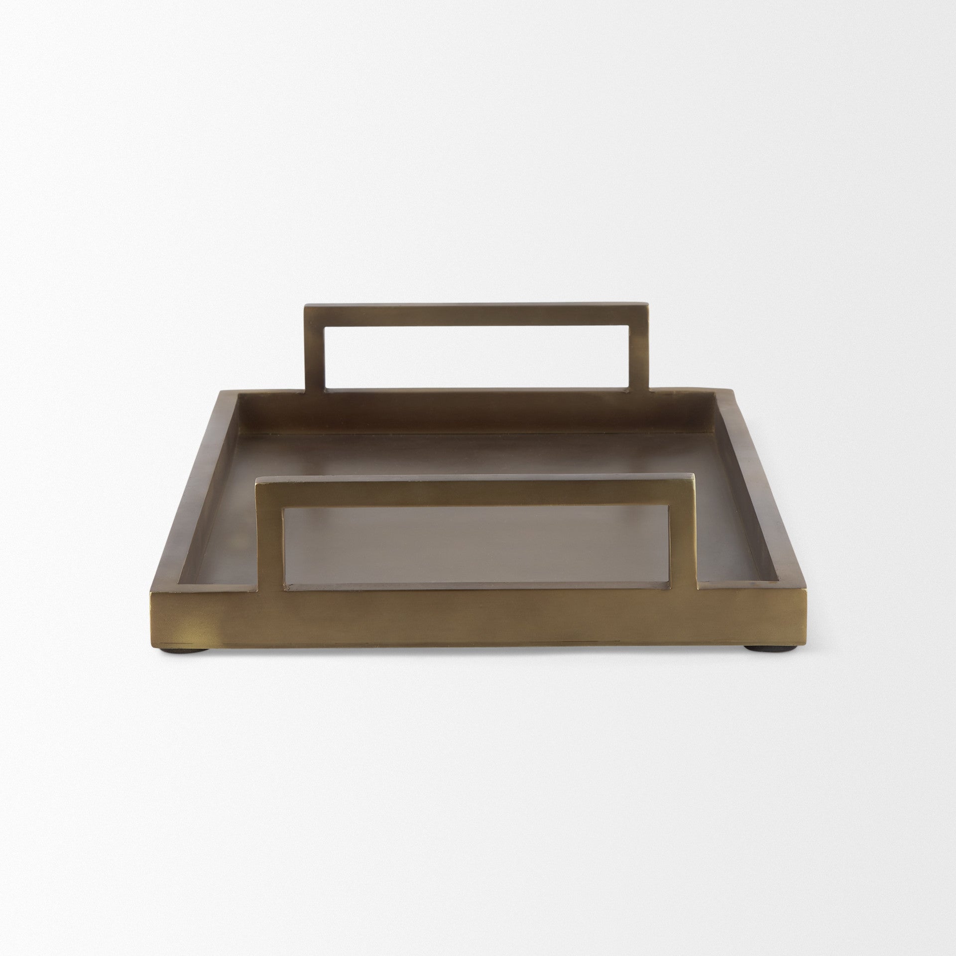 12" Gold Aluminum Hand Finished Serving Tray With Handles