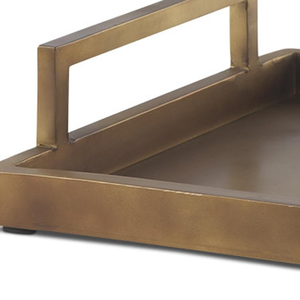 12" Gold Aluminum Hand Finished Serving Tray With Handles