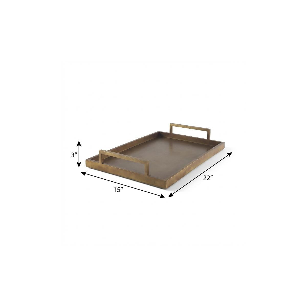 15" Gold Aluminum Hand Finished Vanity Tray With Handles