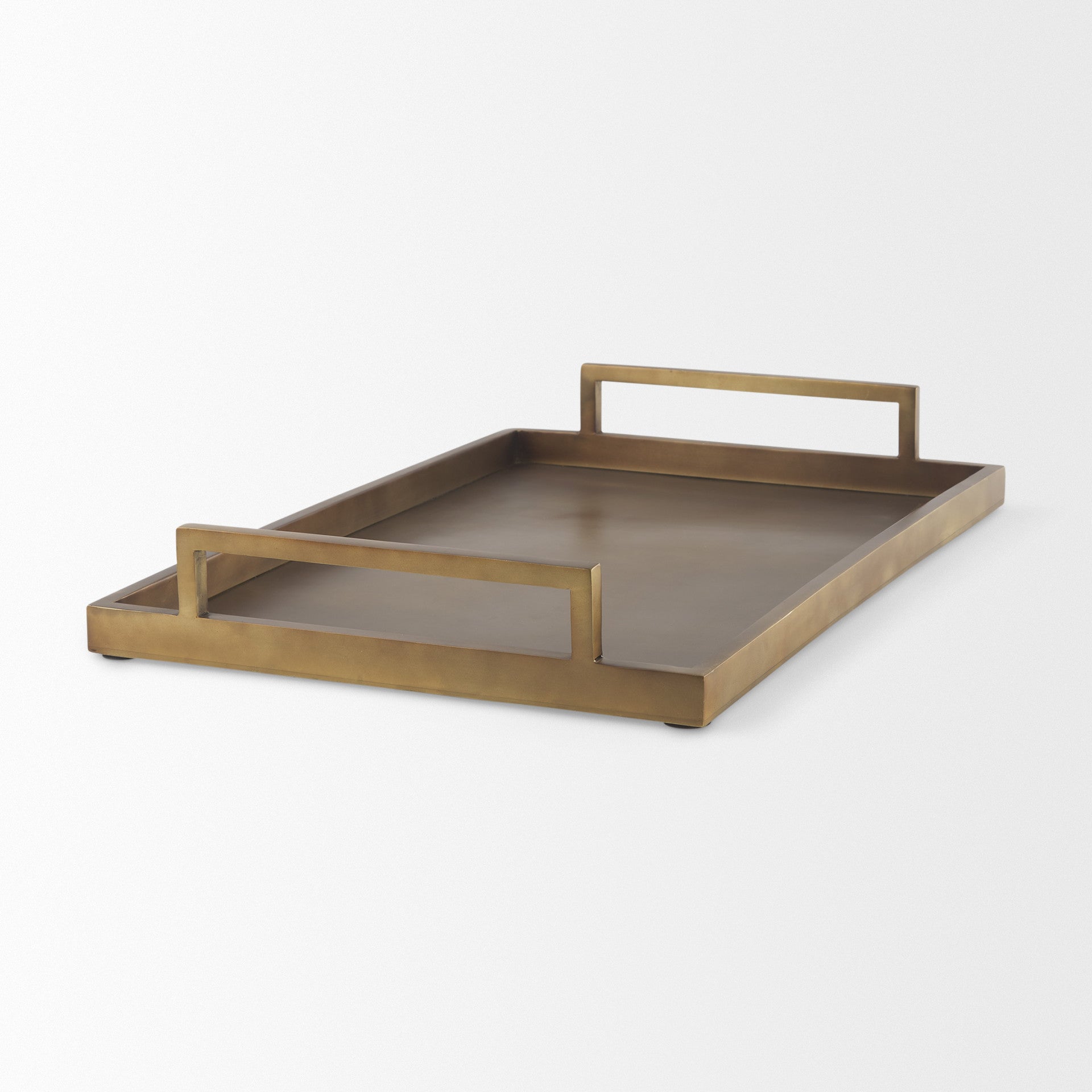 15" Gold Aluminum Hand Finished Vanity Tray With Handles