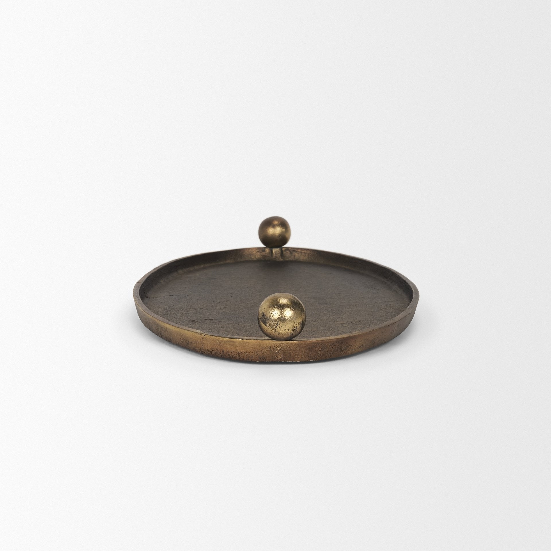 16" Antiqued Gold Aluminum Handmade Oval Vanity Tray With Handles