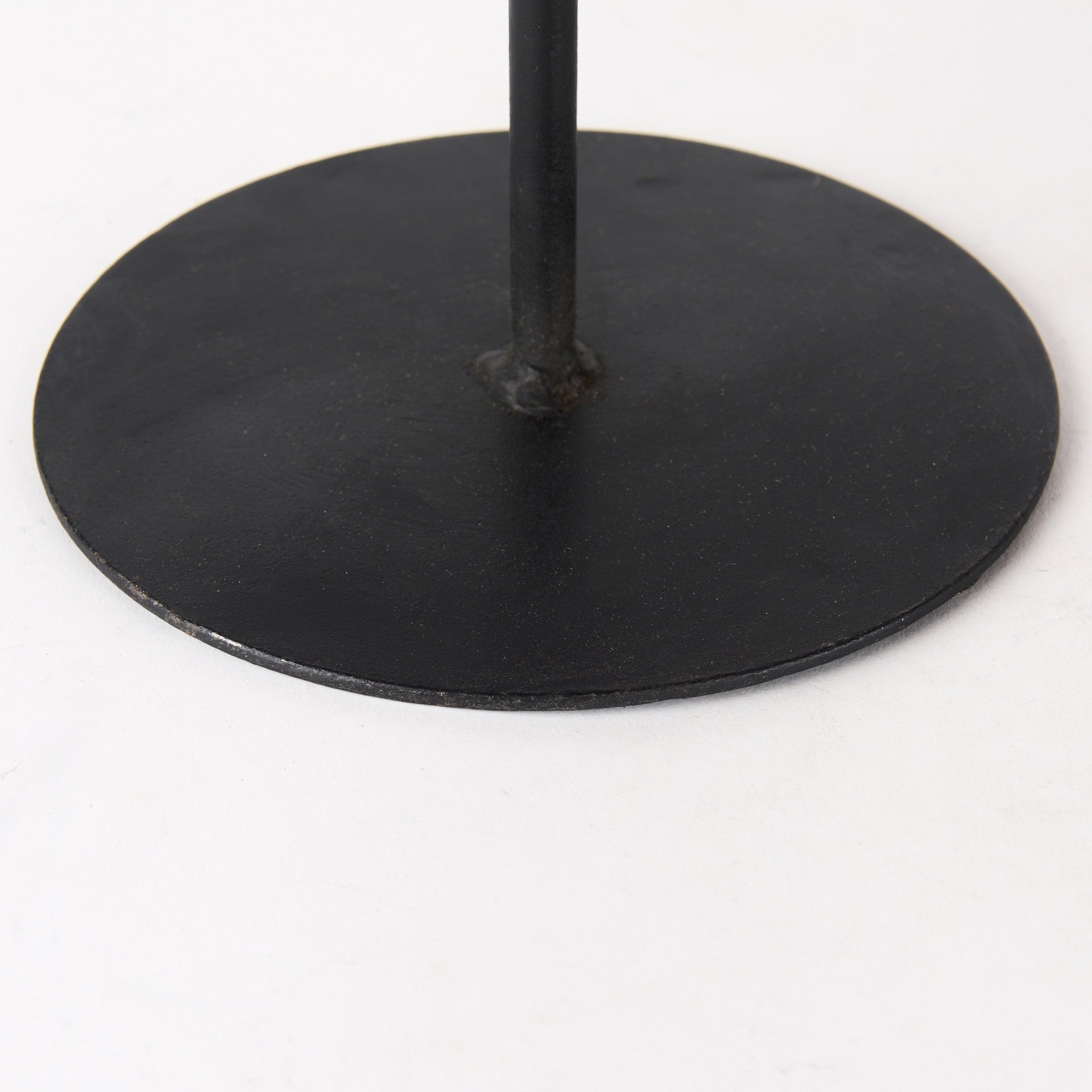 Set of Three Black And Light Brown Iron And Solid Wood Round Risers