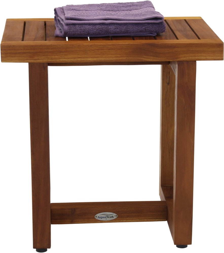 18" X 17" Brown Teak Rectangular Shower Bench