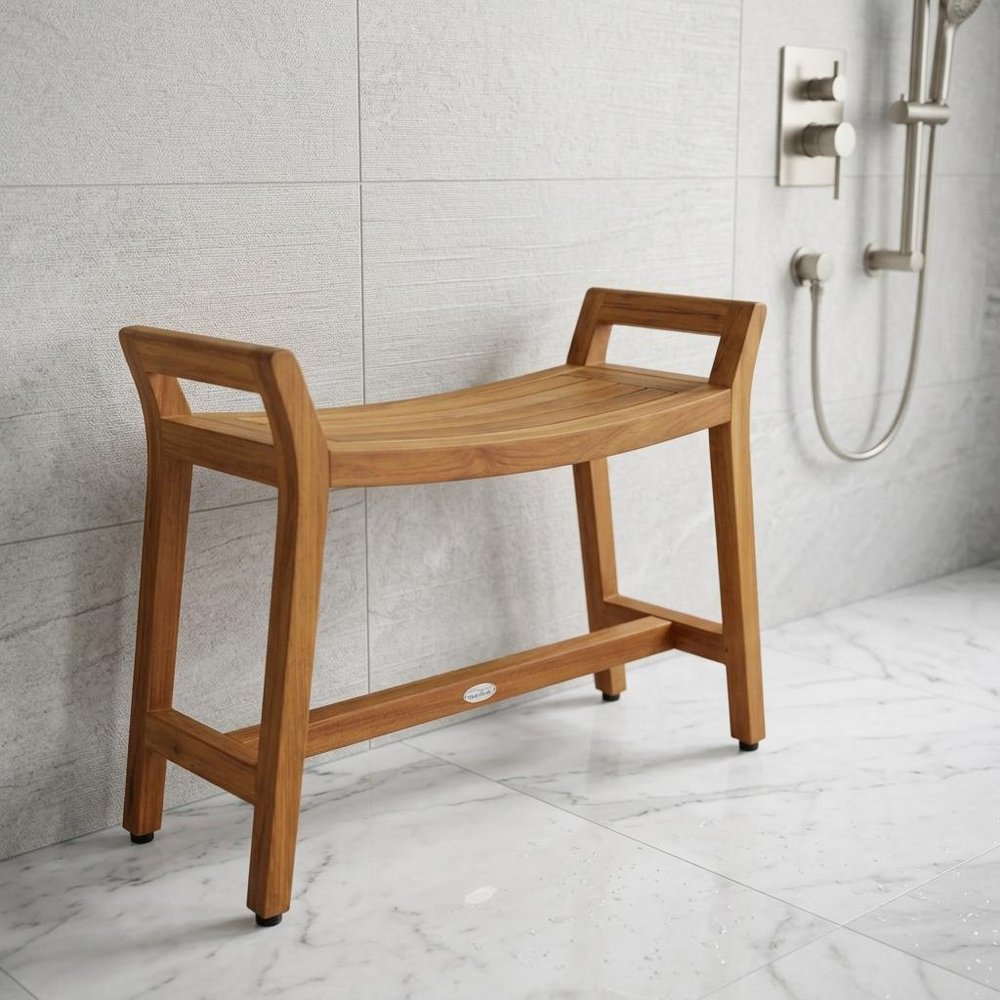 22" X 31" Brown Teak Rectangular Shower Bench