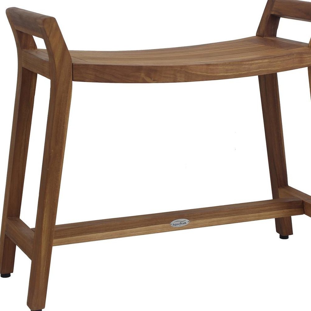 21" X 32" Brown Teak Rectangular Shower Bench