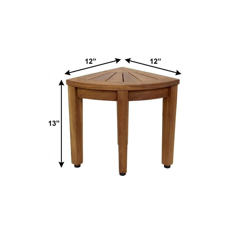 13" X 12" Brown Teak Corner Shower Bench