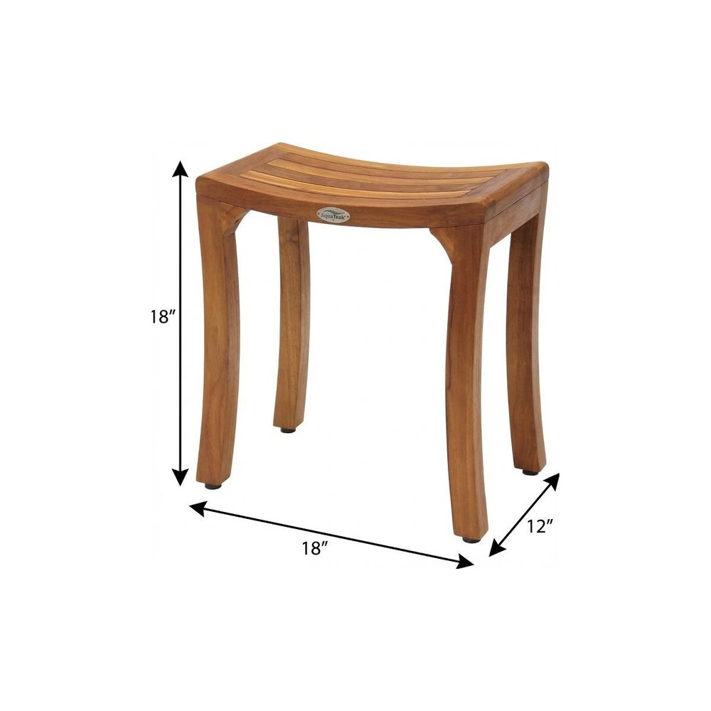 18" X 18" Brown Teak Rectangular Shower Bench