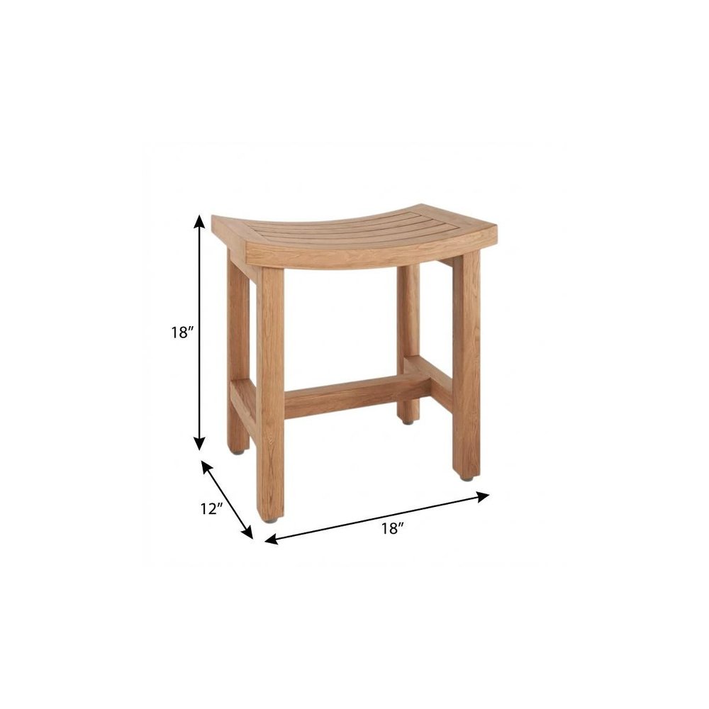 18" X 18" Brown Teak Rectangular Shower Bench