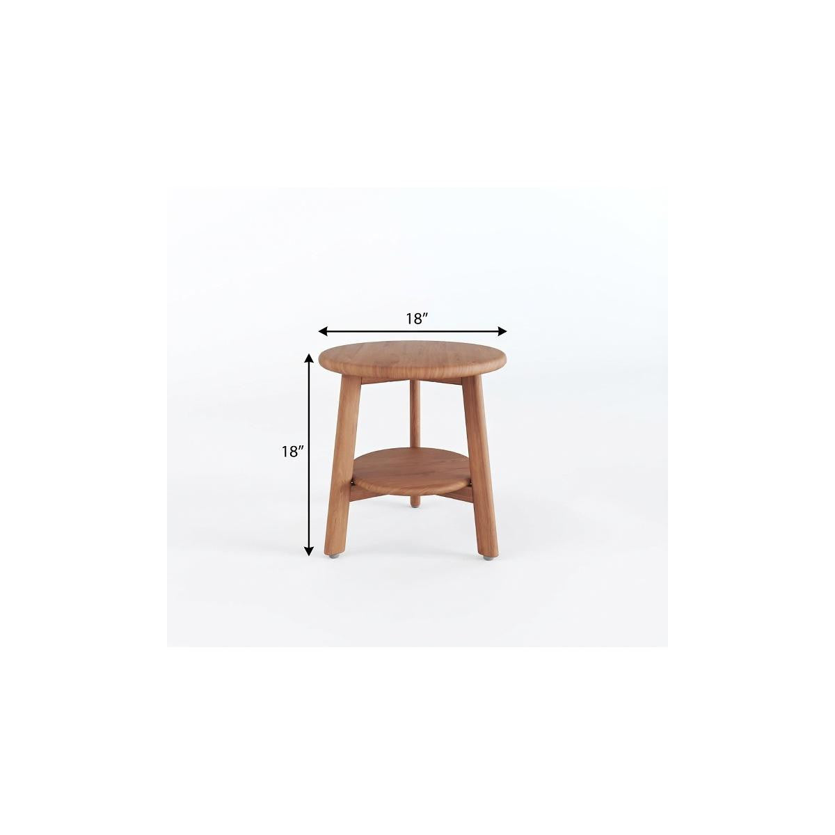18" X 18" Brown Teak Circular Shower Bench With Shelf
