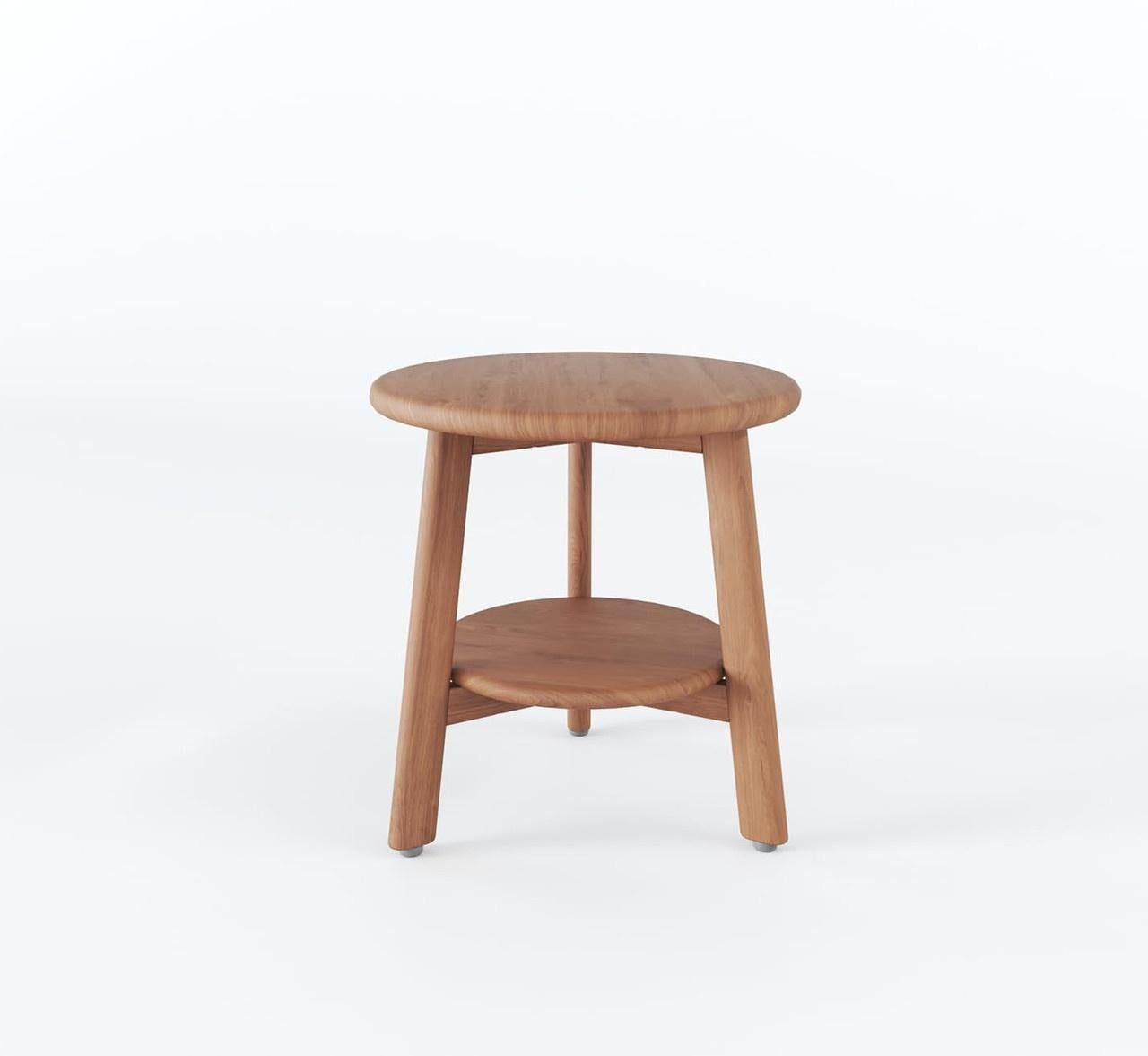 18" X 18" Brown Teak Circular Shower Bench With Shelf