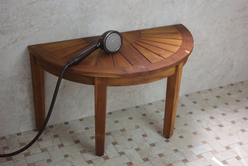 18" X 32" Brown Teak Rectangular Shower Bench