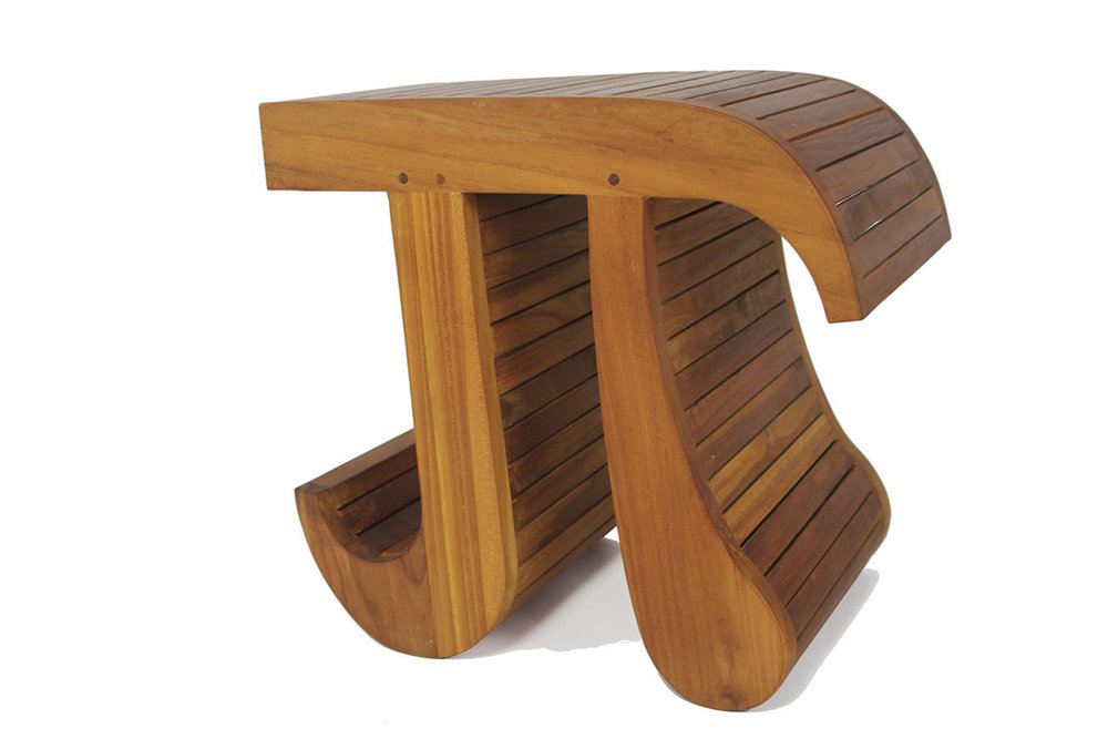 18" X 15" Brown Teak Rectangular Shower Bench