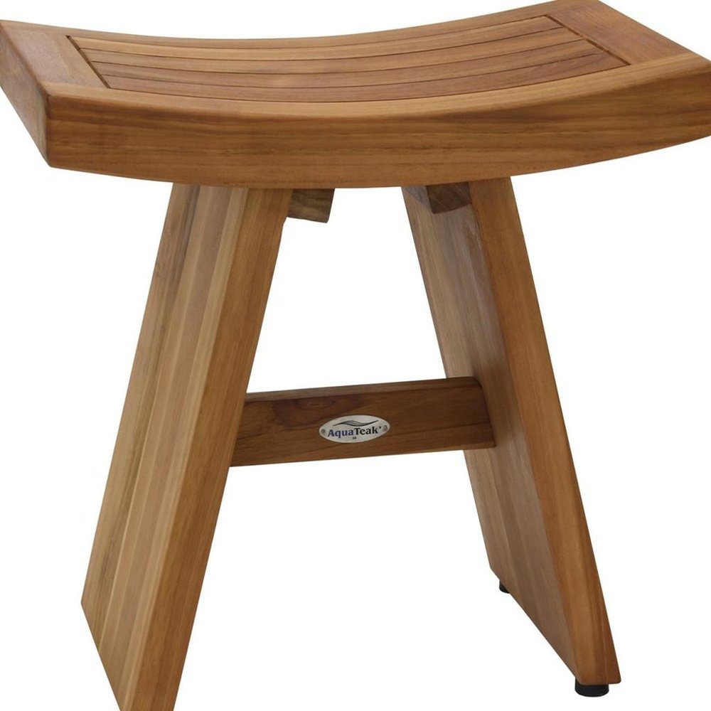 18" X 18" Brown Teak Rectangular Shower Bench