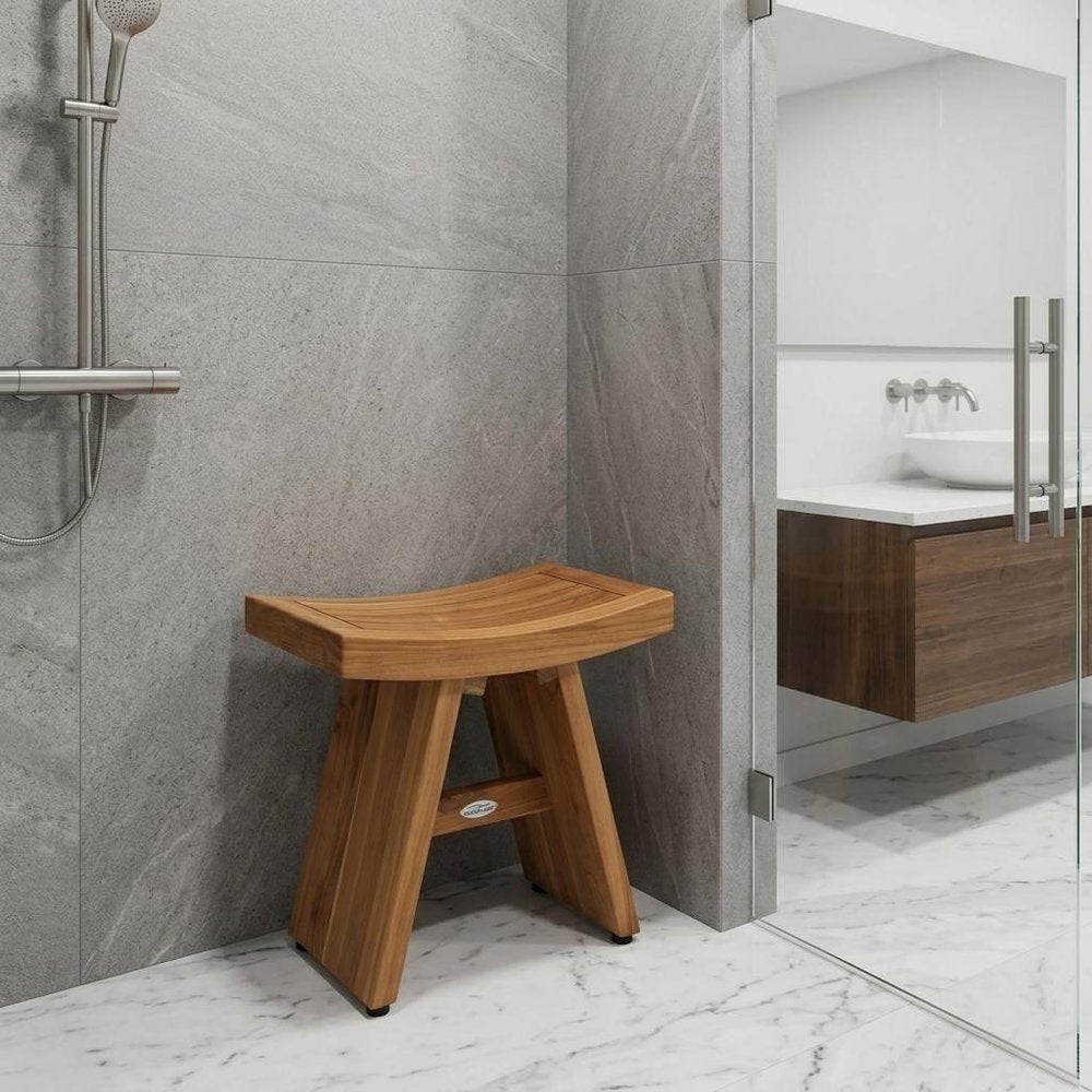 18" X 18" Brown Teak Rectangular Shower Bench