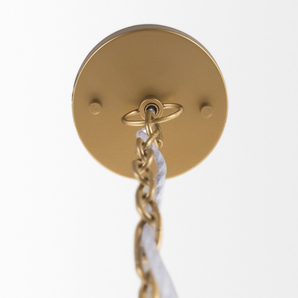 Gold Four Light Rattan Dimmable Chandelier With Gold Shades