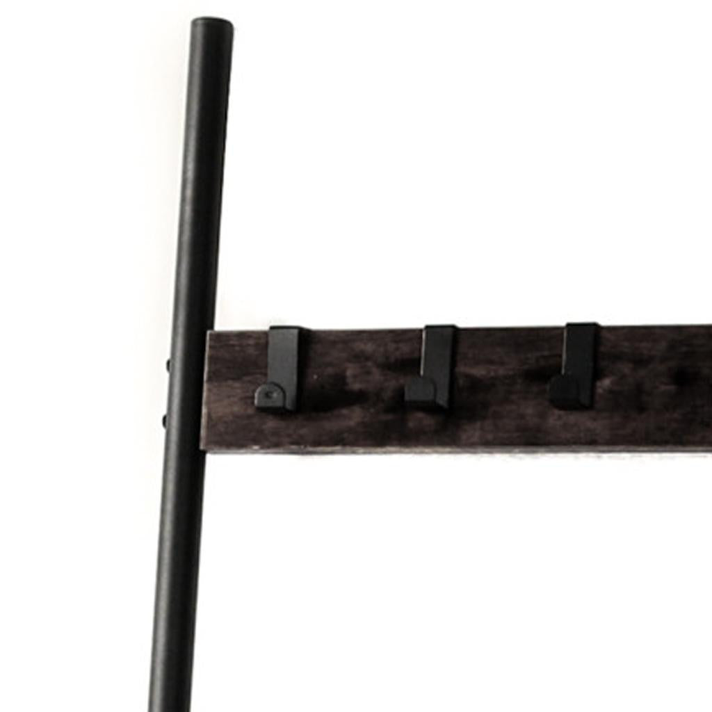 63" Black Metal Blanket Ladder With Magazine Storage