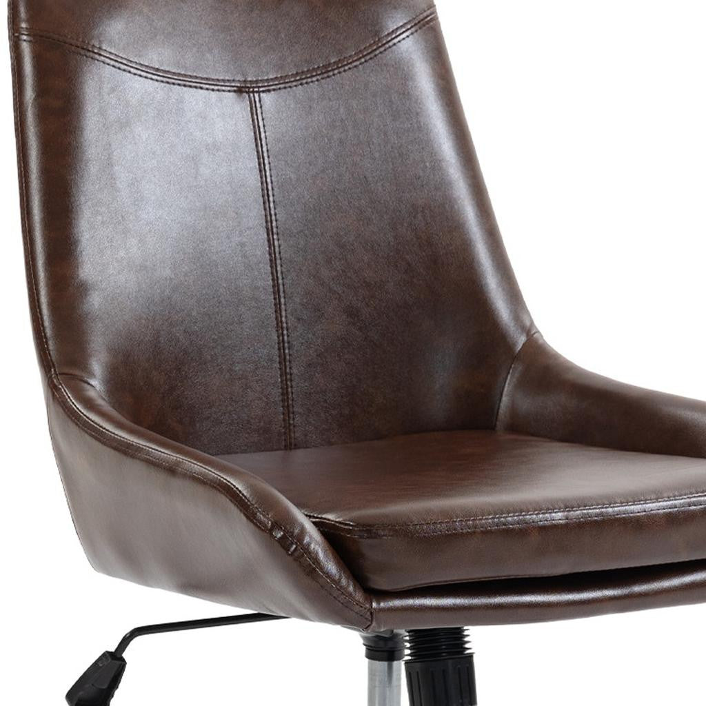 Dark Brown and Black Adjustable Height Swivel Rolling Office Chair