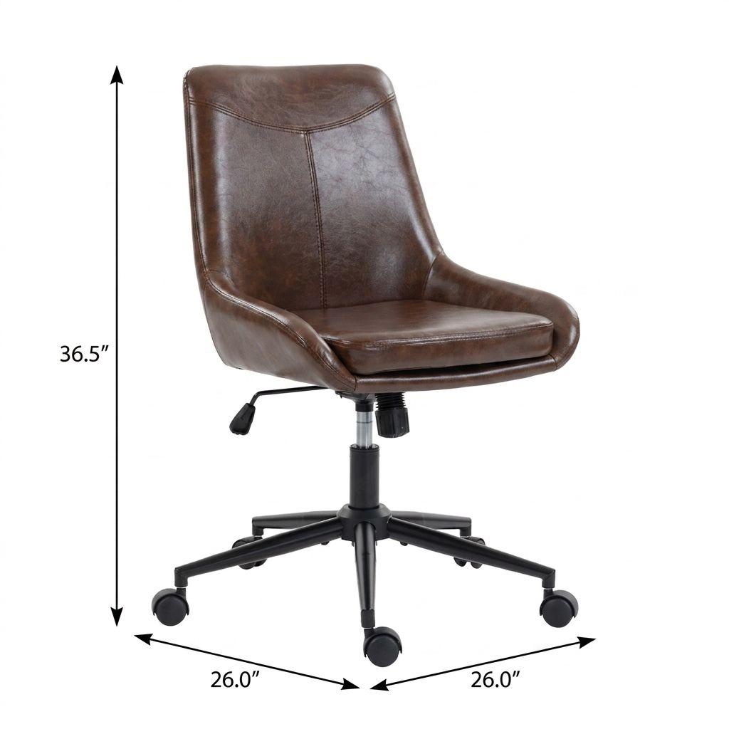 Dark Brown and Black Adjustable Height Swivel Rolling Office Chair
