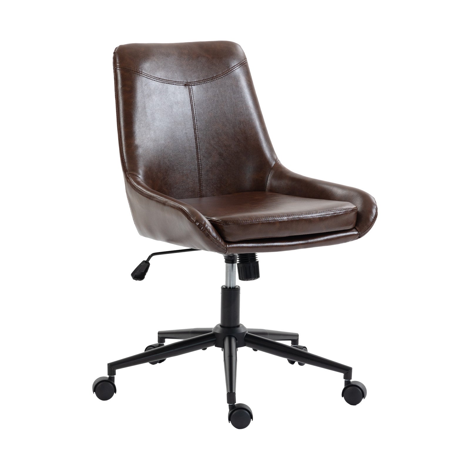 Dark Brown and Black Adjustable Height Swivel Rolling Office Chair