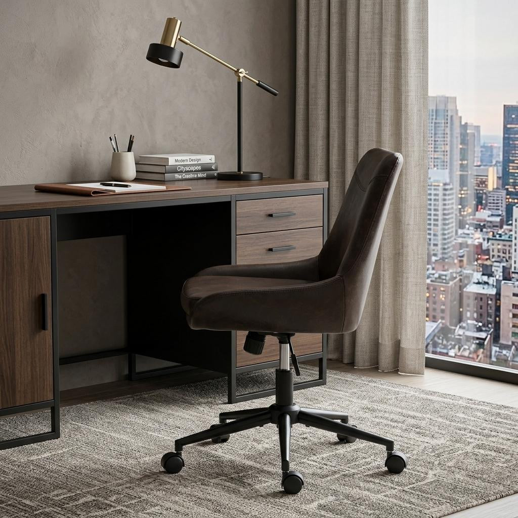 Black Adjustable Height Swivel Rolling Office Chair