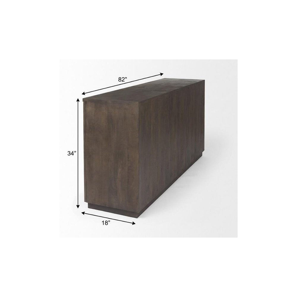 82" Brown Solid Wood Sideboard With Four Doors
