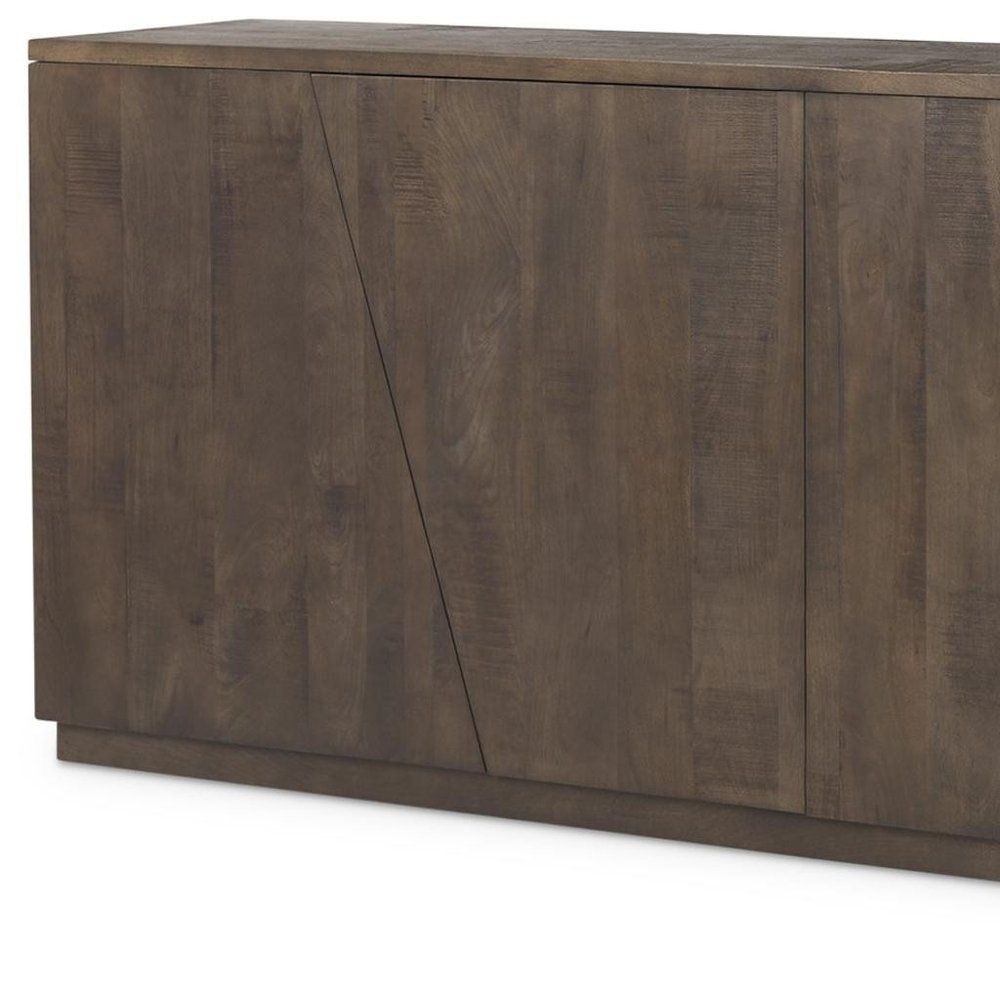 82" Brown Solid Wood Sideboard With Four Doors