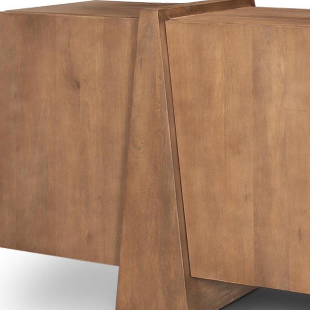 78" Brown Solid Wood Sideboard With Four Doors