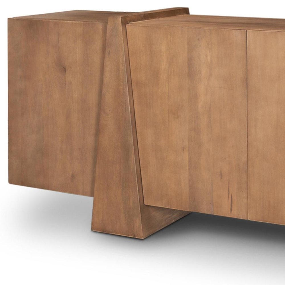 78" Brown Solid Wood Sideboard With Four Doors