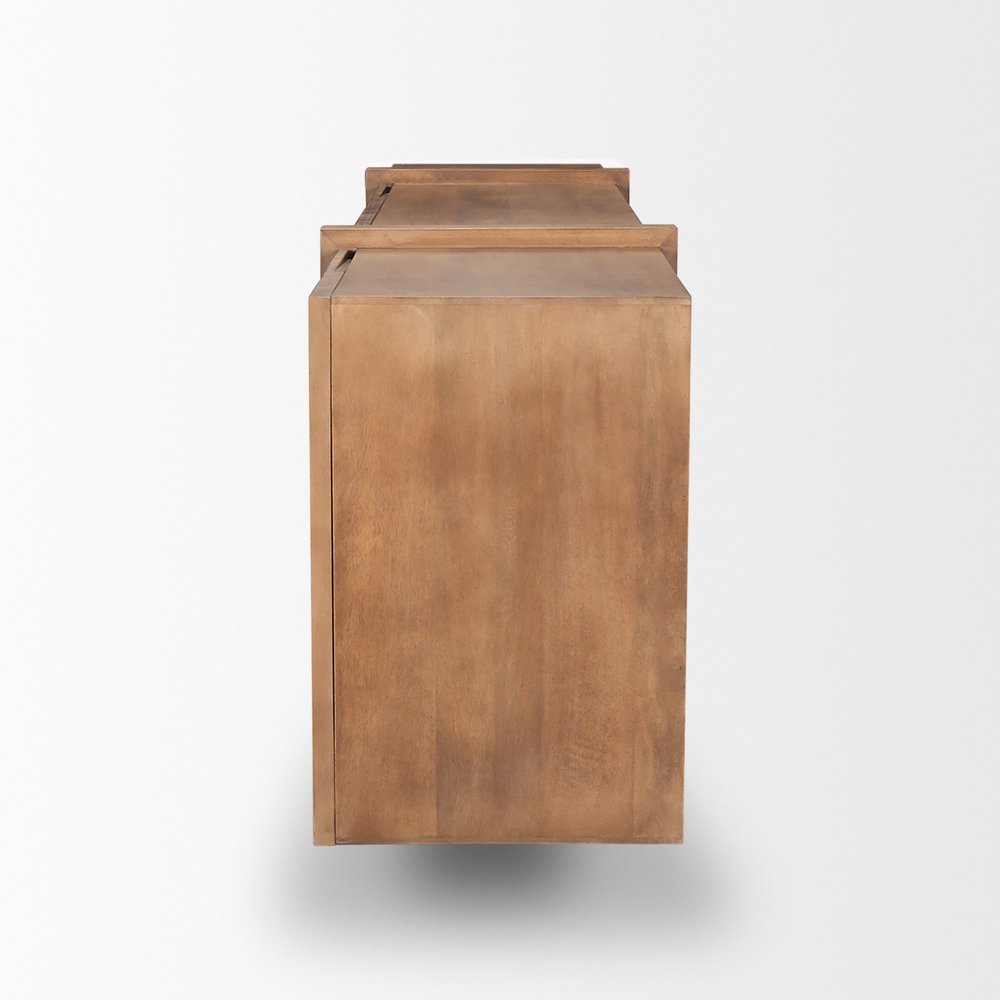 78" Brown Solid Wood Sideboard With Four Doors