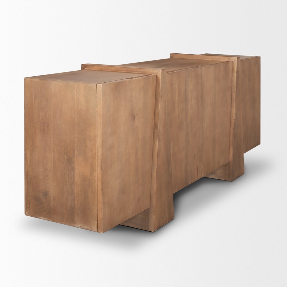 78" Brown Solid Wood Sideboard With Four Doors