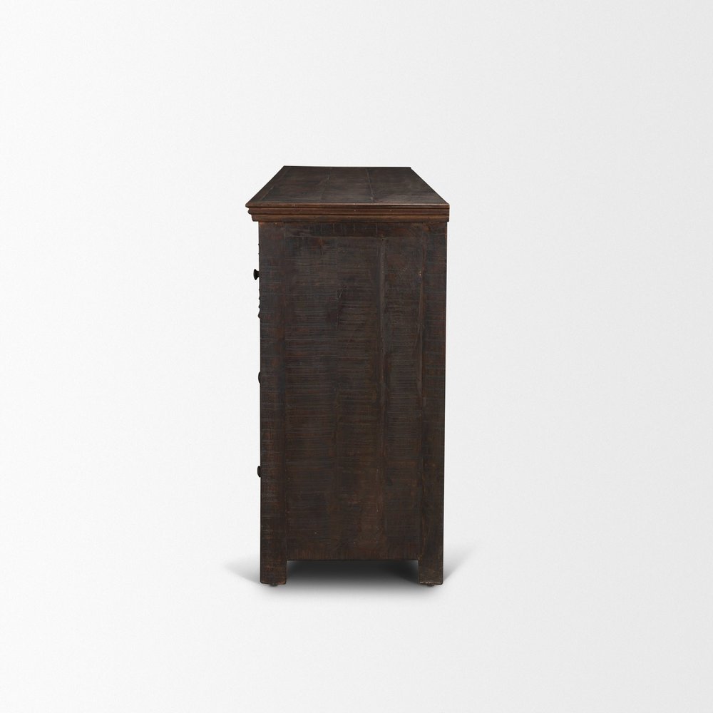 60" Brown Solid Wood Six Drawer Sideboard