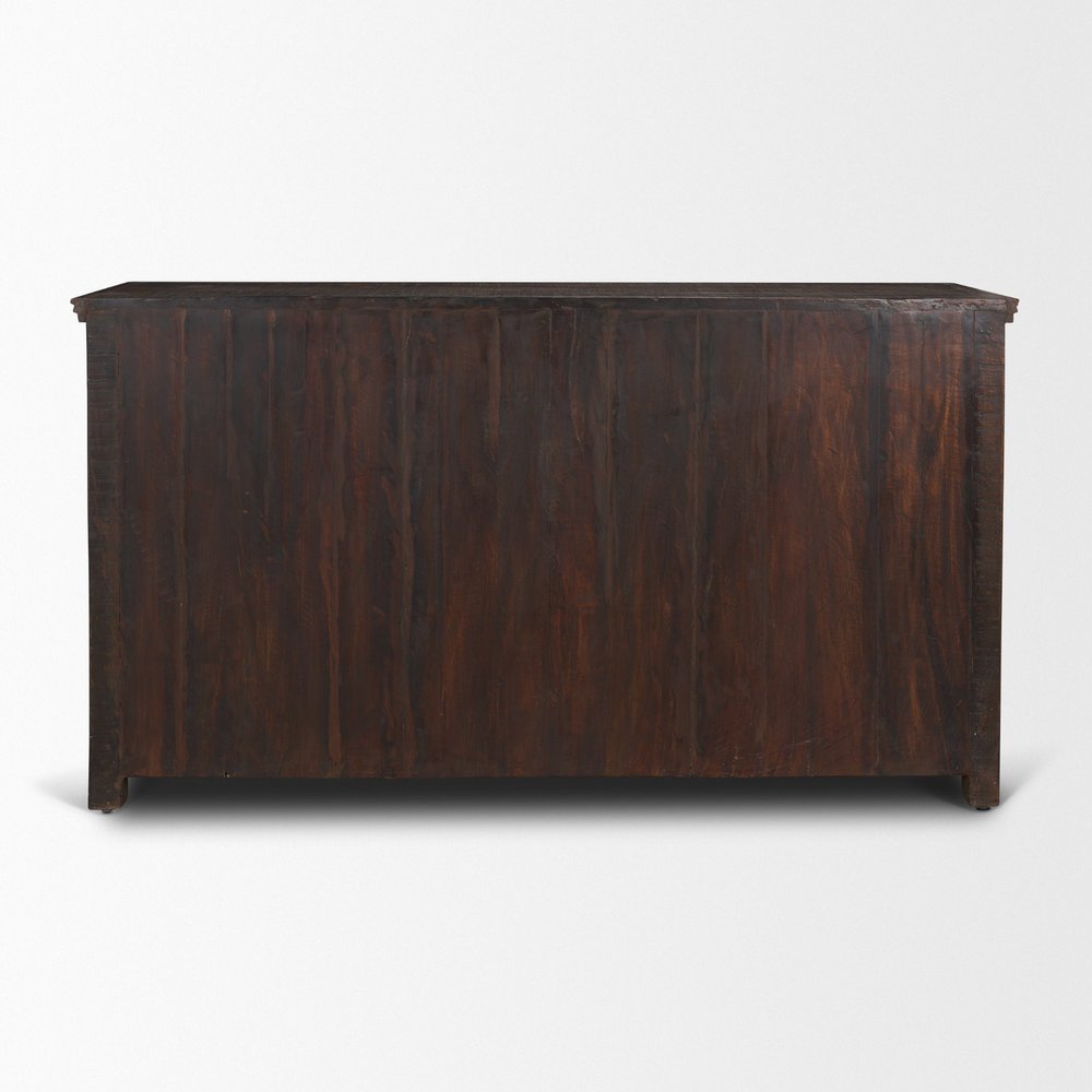 60" Brown Solid Wood Six Drawer Sideboard
