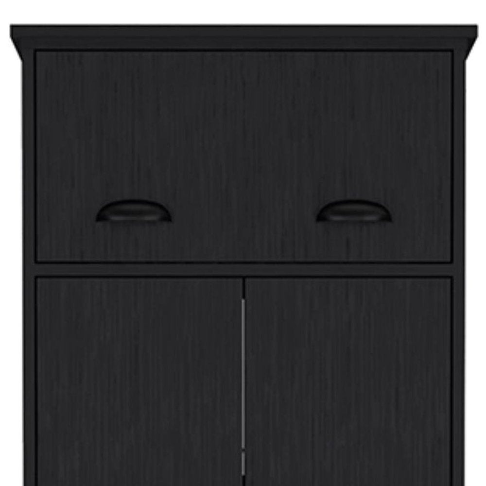 19" Black Wood Corner Accent Chest