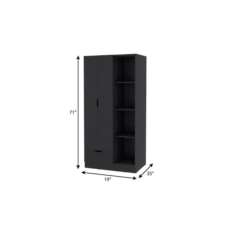 19" Black Wood Corner Accent Chest