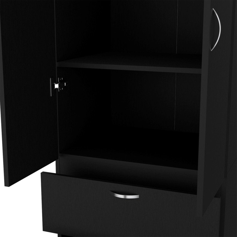 19" Black Wood Corner Accent Chest