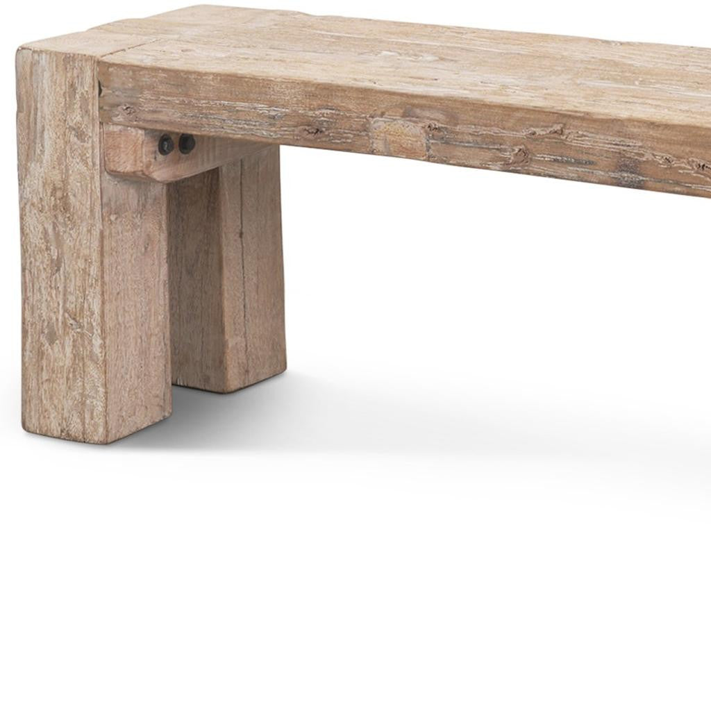 70" Natural Wood Distressed Dining Bench