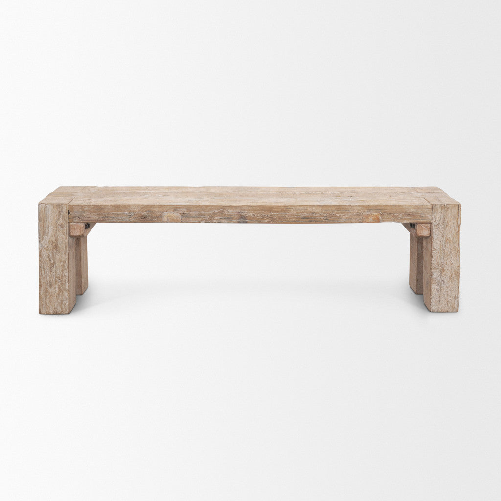 70" Natural Wood Distressed Dining Bench