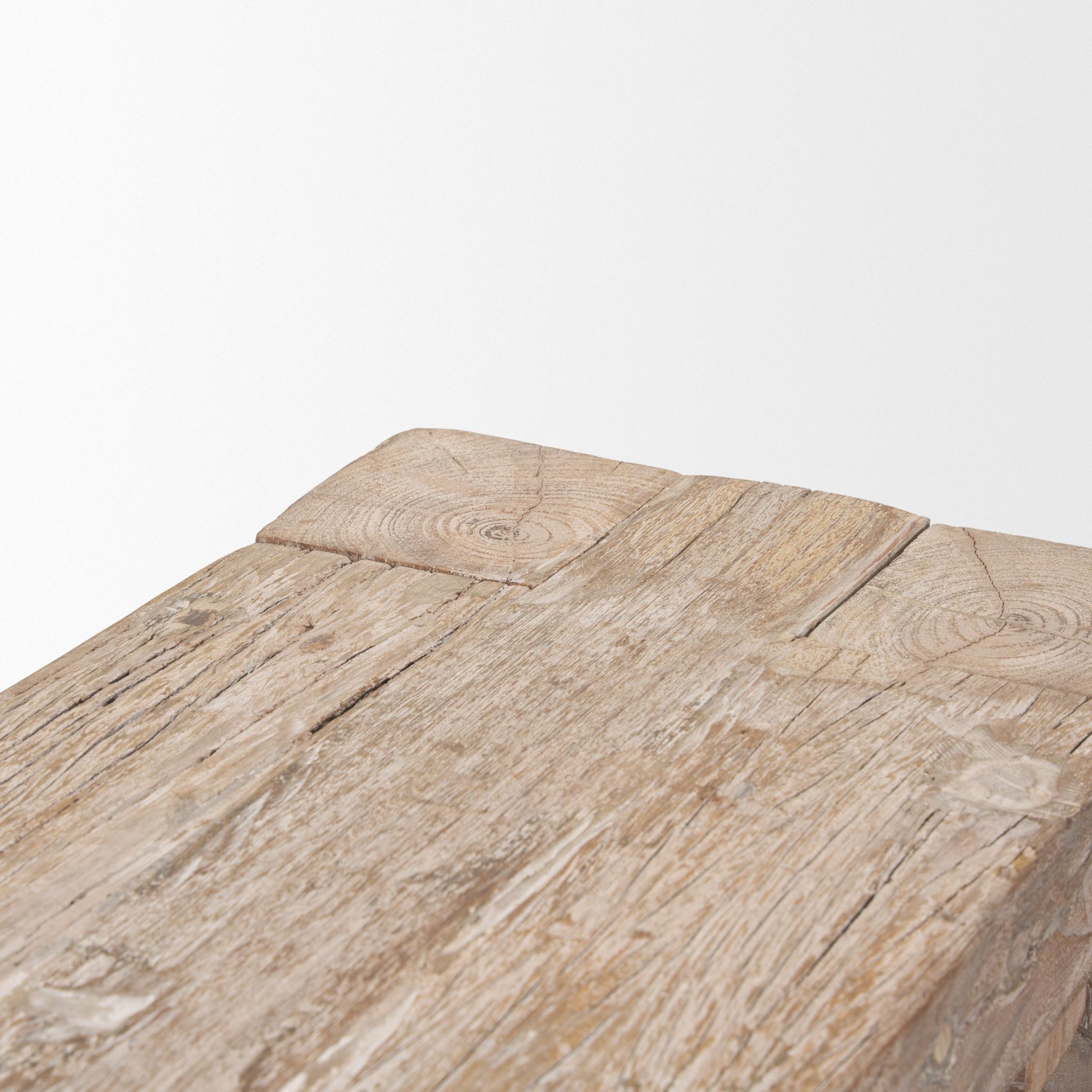 70" Natural Wood Distressed Dining Bench