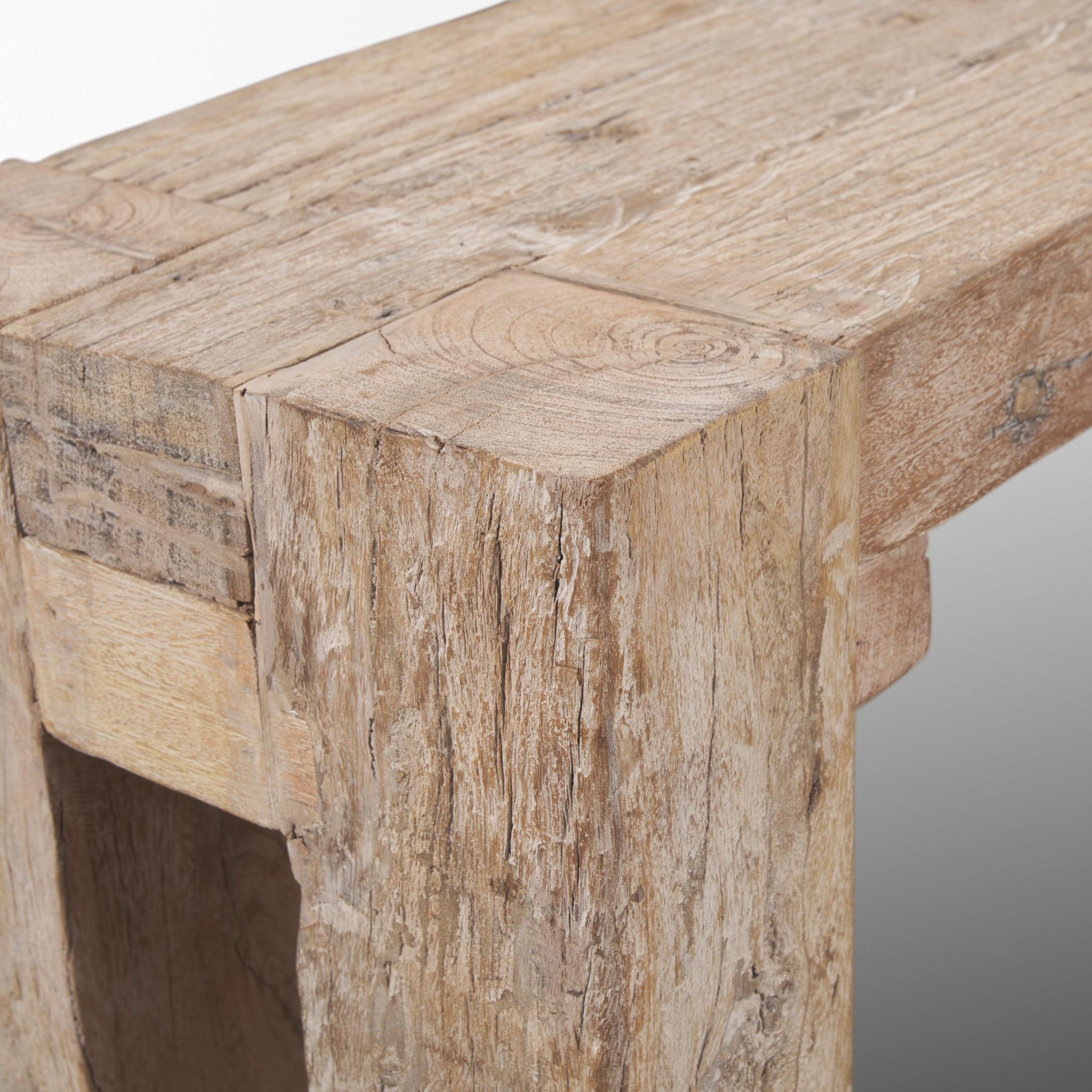 70" Natural Wood Distressed Dining Bench