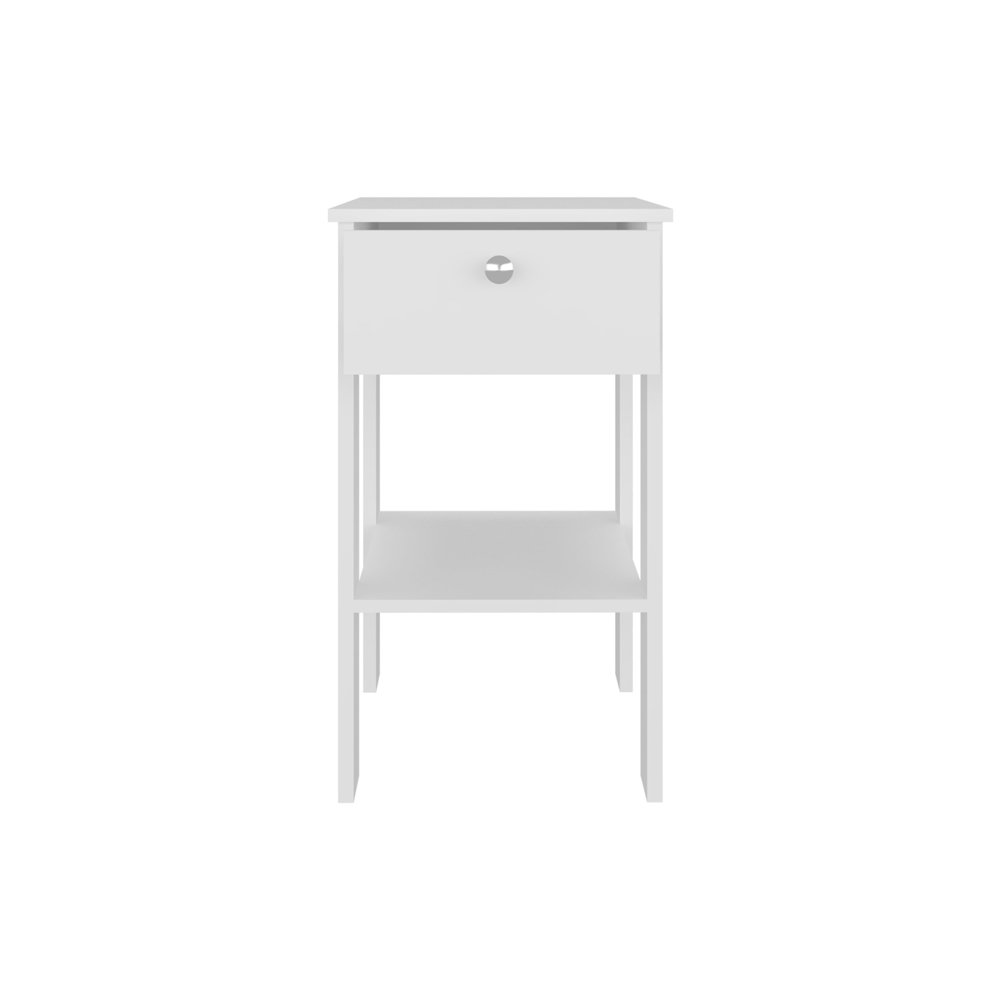 16" White Wood One Drawer Nightstand