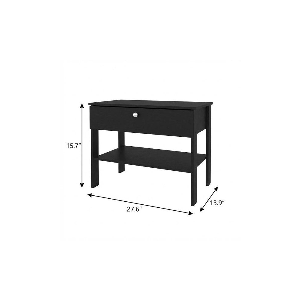 16" White Wood One Drawer Nightstand
