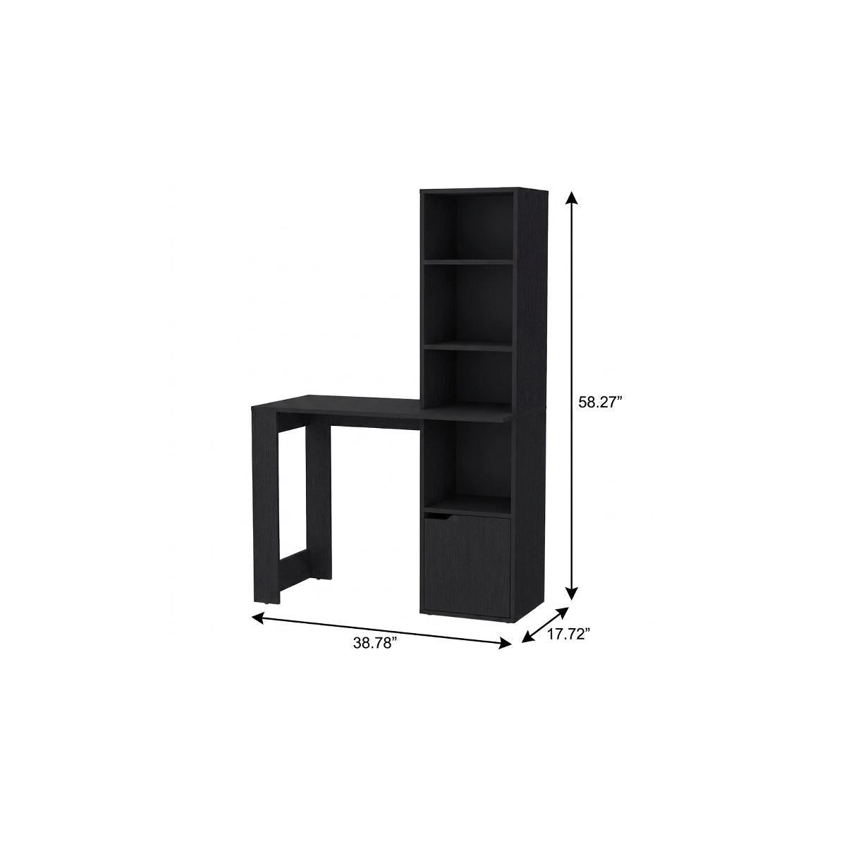 39" Black Wood Pedestal Computer Desk