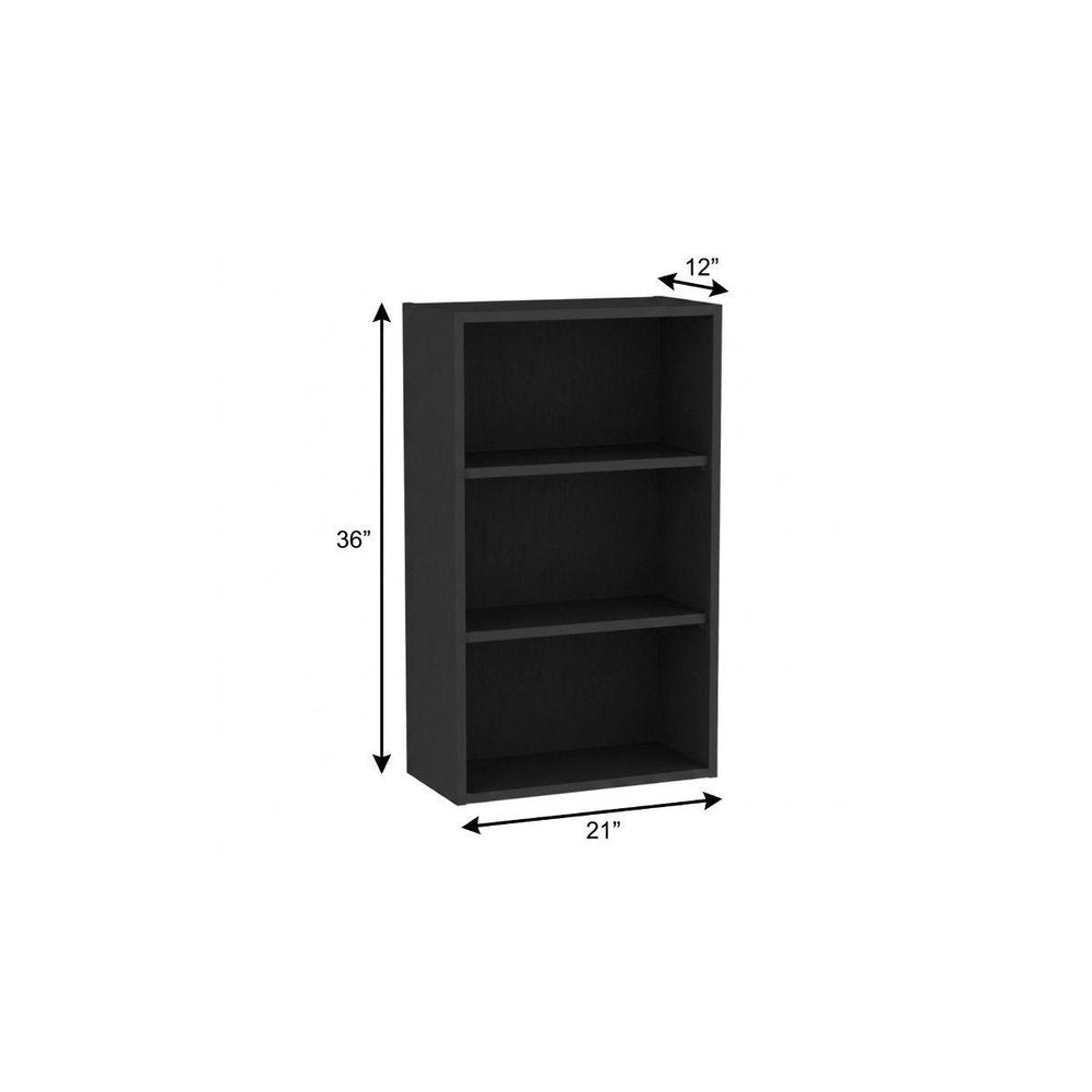21" Black Wood Wall Mounted China Cabinet