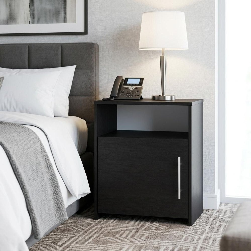 20" Black Wood Nightstand