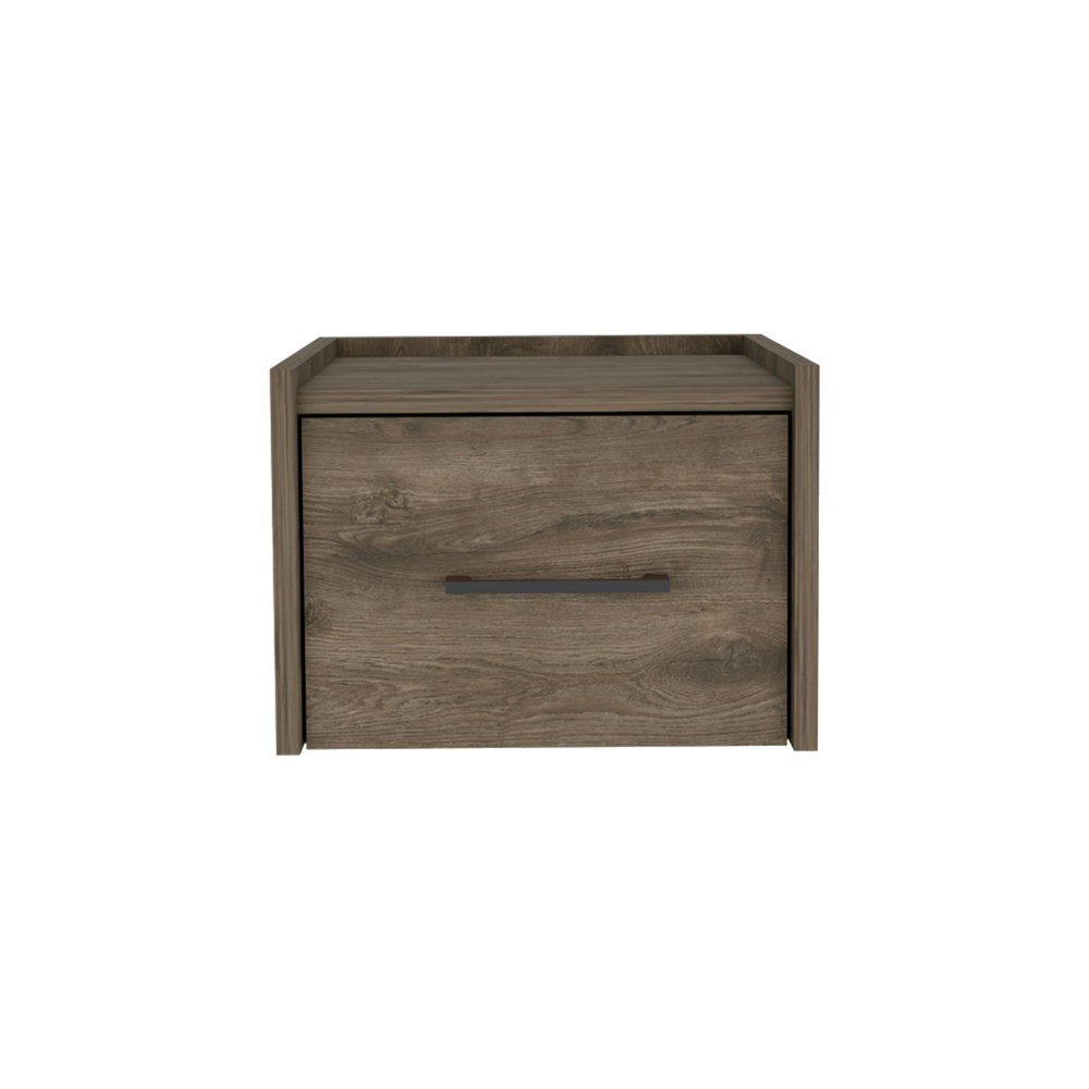 14" White Wood One Drawer Floating Nightstand