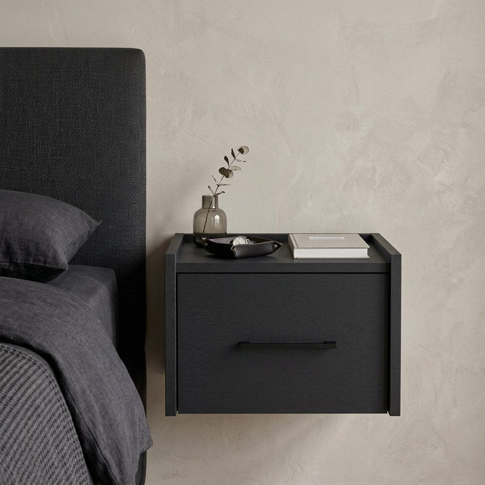 14" White Wood One Drawer Floating Nightstand